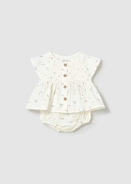 2PC SET CREAM PRINT BLOOMER