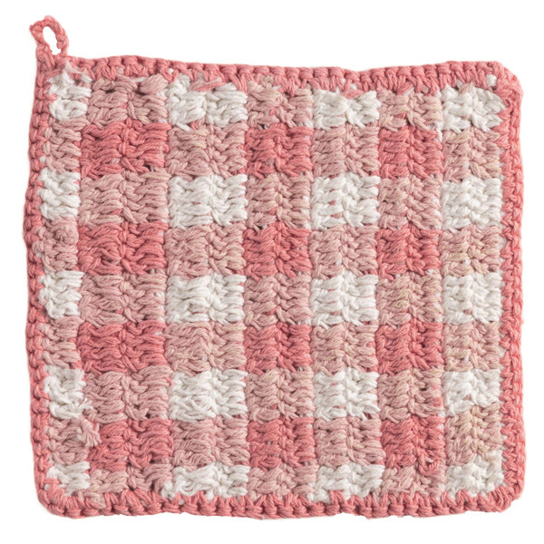 PINK CHECK POT HOLDER