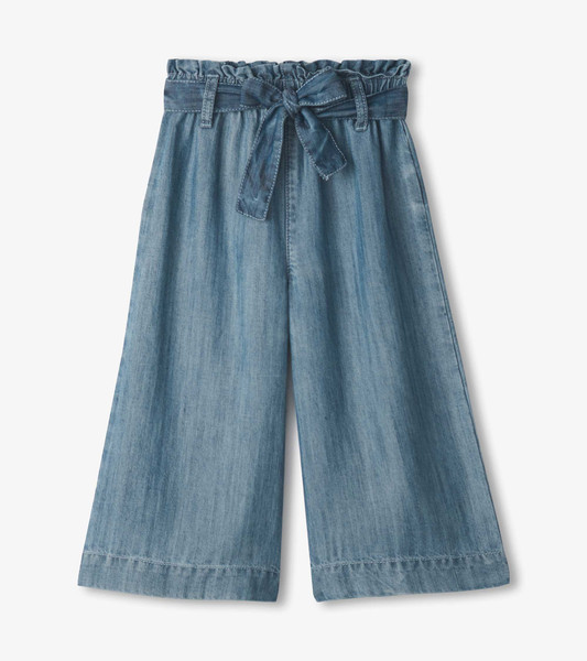 SMOKEY BLUE CROPPED PAPERBAG PANTS
