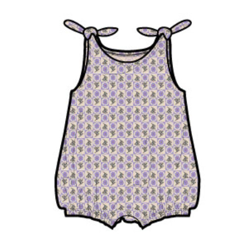 TIE SHOULDER ROMPER TILE FLORAL