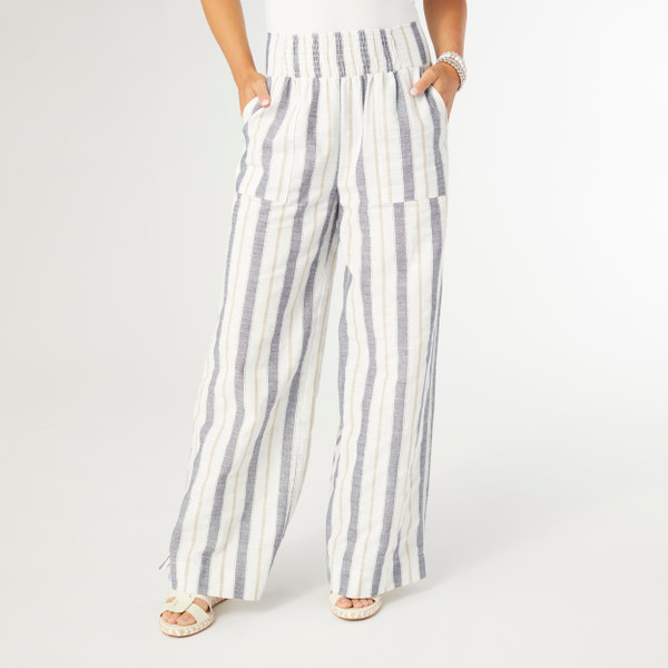 VINCA WIDE LEG PANT NAVY/TAUPE