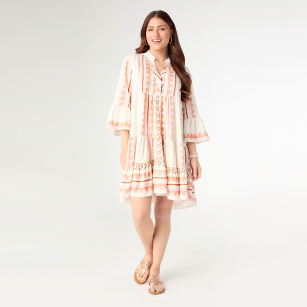 TIFFANI RUF DRESS IVORY PINK