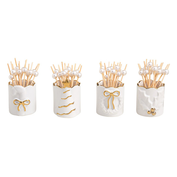 GOLD EDGE TOOTHPICK CADDY SETS