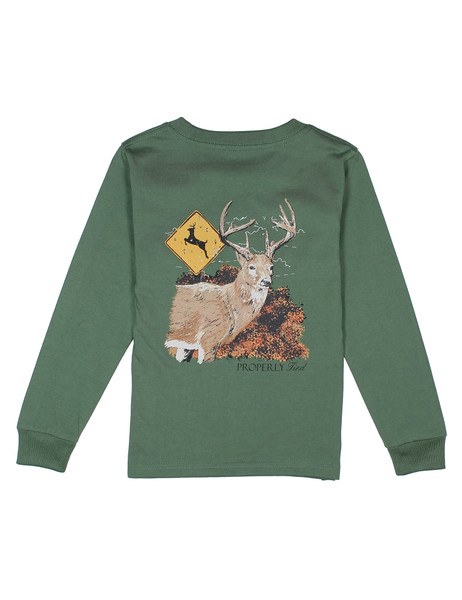 LS TEE DEER CROSSING GREEN