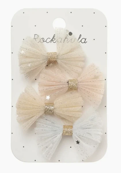 SHIMMER TULLE MINI BOW CLIPS