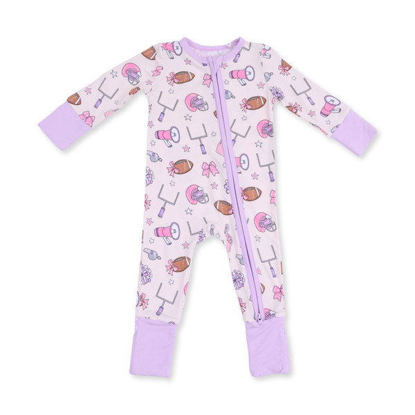 FOOTBALL CHEER ZIP ROMPER