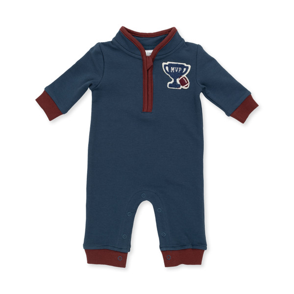 VARSITY TERRY ZIP NECK ROMPER