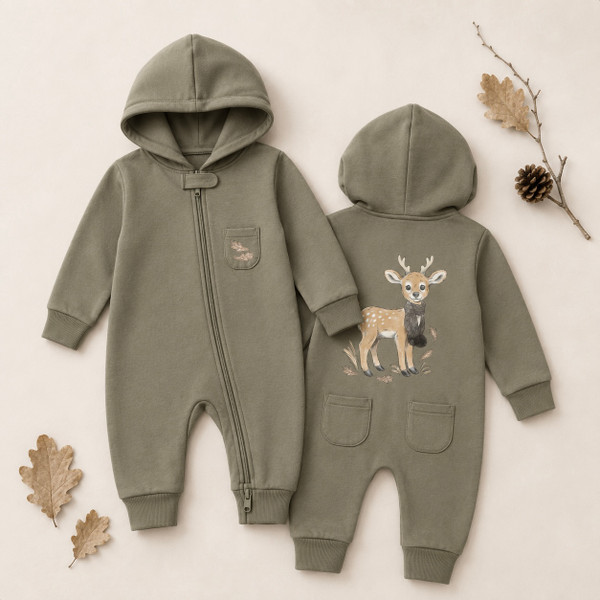ORGANIC ROMPER WHITE TAIL DEER