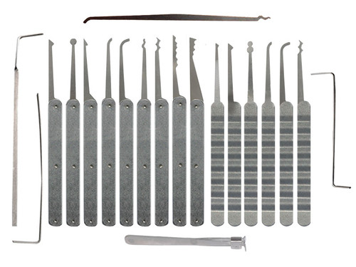 20 Piece Laminated Plain Handle Lock Pick Set (LPH-20)