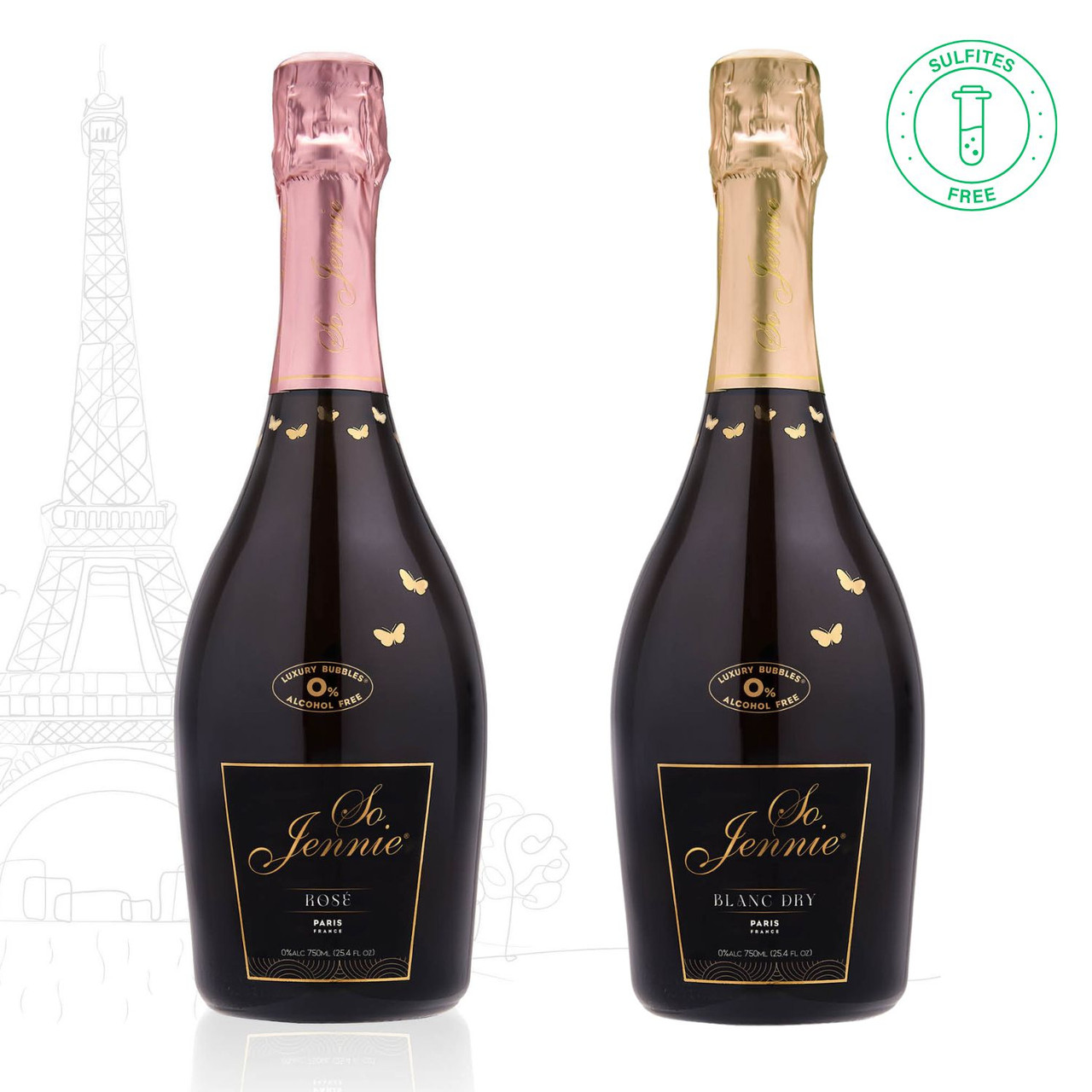 So Jennie Paris Rose and Blanc 2 pack non-alcoholic sparkling wine gift set 0.0% ABV France