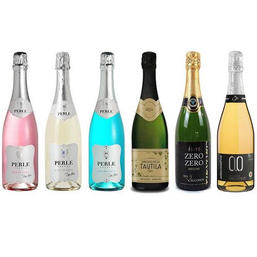 Non Alcoholic Sparkling Wine Sampler from France, Italy, and Spain