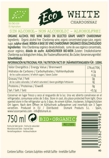 Lussory Organic Chardonnay Best Non Alcoholic White Wine Nutrition Facts