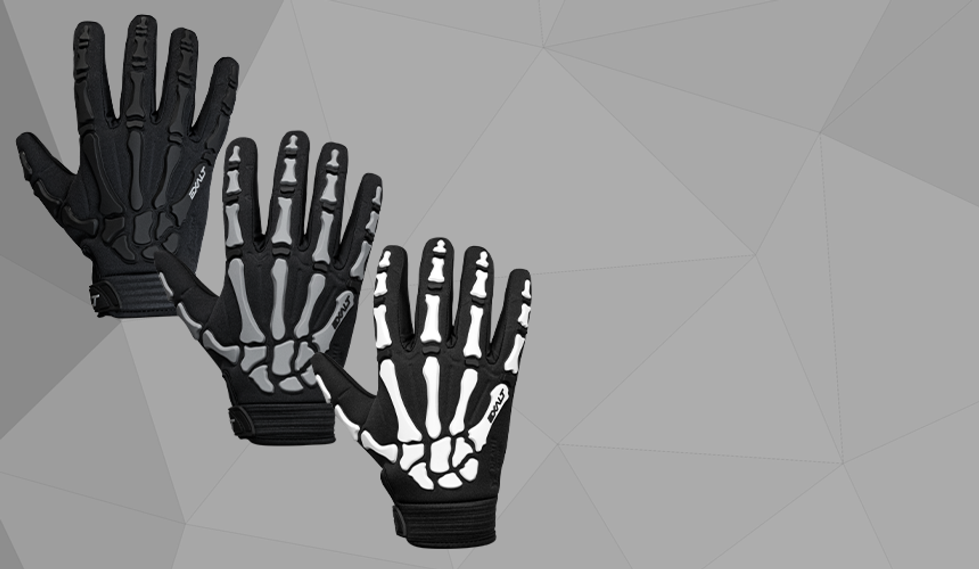 Exalt Paintball Skeleton Hand Death Grip Padded Gloves Black Small