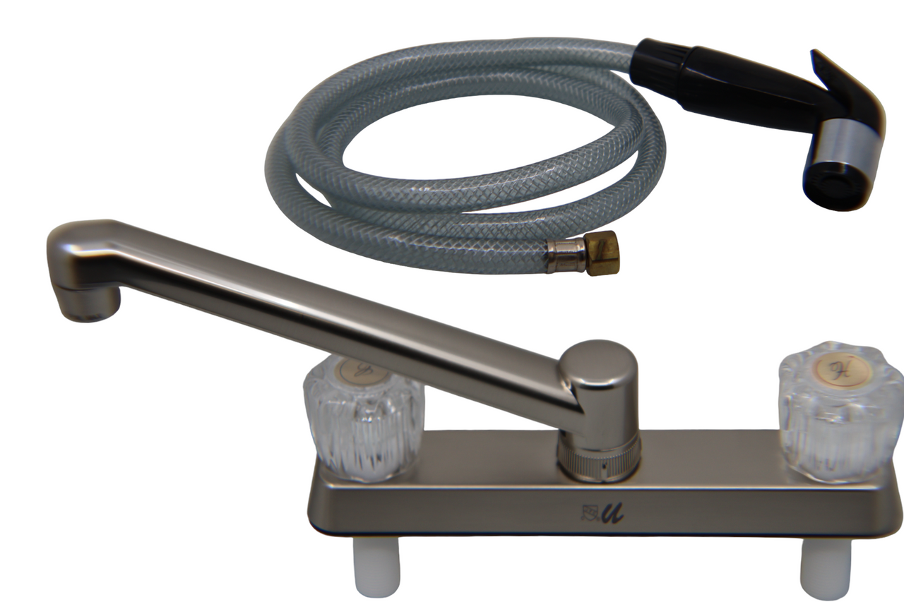 Ultra Faucets Mobile Home/RV 8" Chrome Kitchen Clear Handle w/Spray H & S Mobile Home Supplies