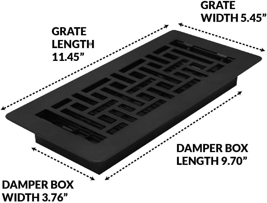 Decor Grates AJH410-BLK Floor Register, 4x10, Black