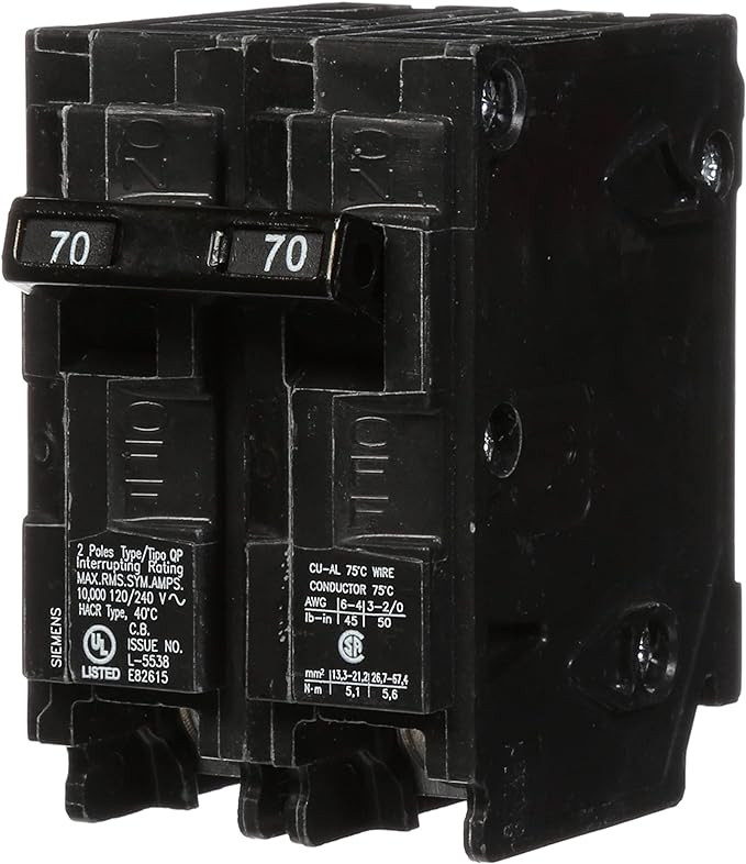 Siemens 70/70 AMP Tandem Single Pole Breaker Q270