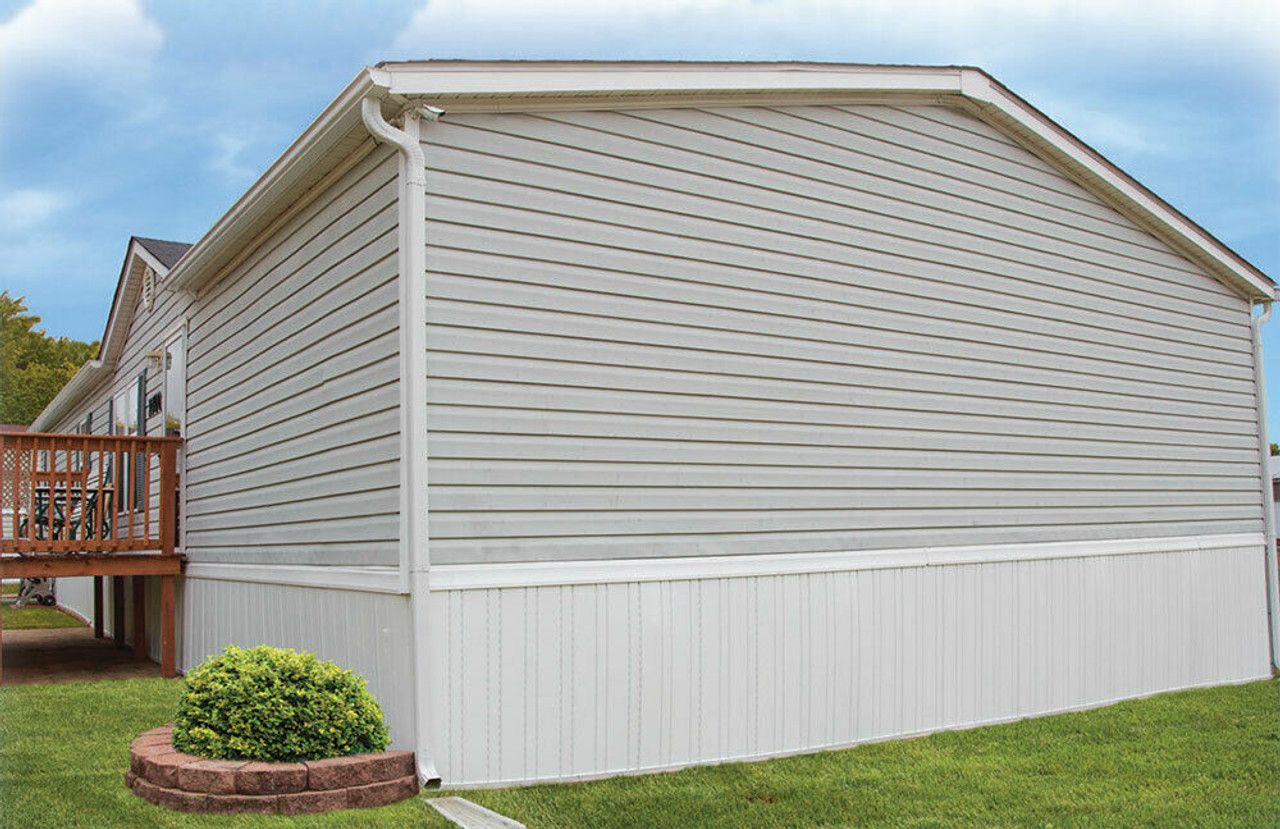 Mobile Home Rustique RIBB Vinyl Skirting White Vented 16" x 52" Panel (8 Pack)