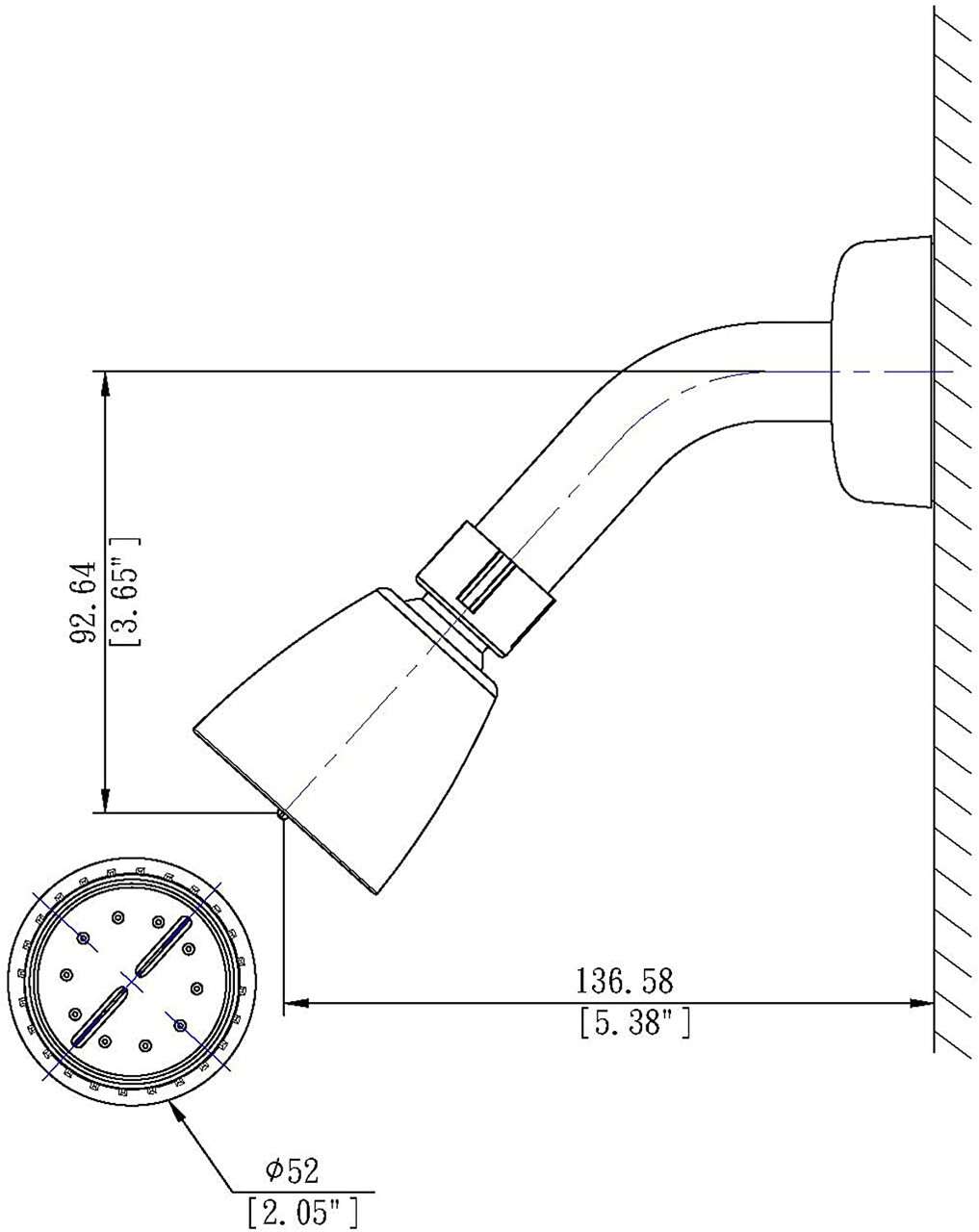 Mobile Home 8" Chrome Shower Faucet w/Lever Handles & Shower Head Kit