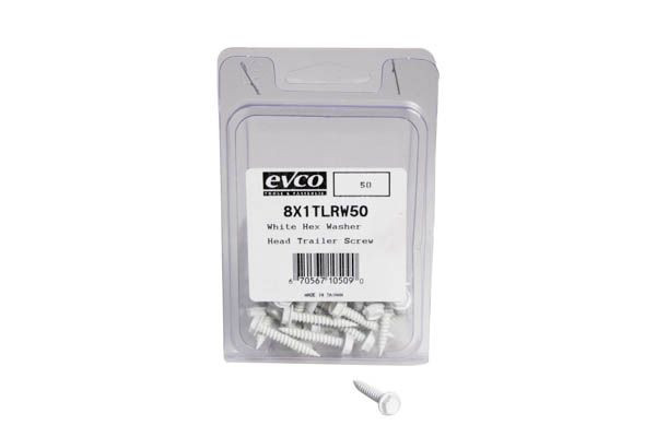 EVCO Mobile Home 1" White Hex Head Screw (50 Pack)