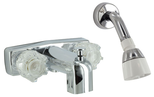 Phoenix Faucets PF213336 Mobile Home/RV Two-Handle 4" Tub/Shower Diverter Faucet with Shower Head Kit - Brass, Chrome