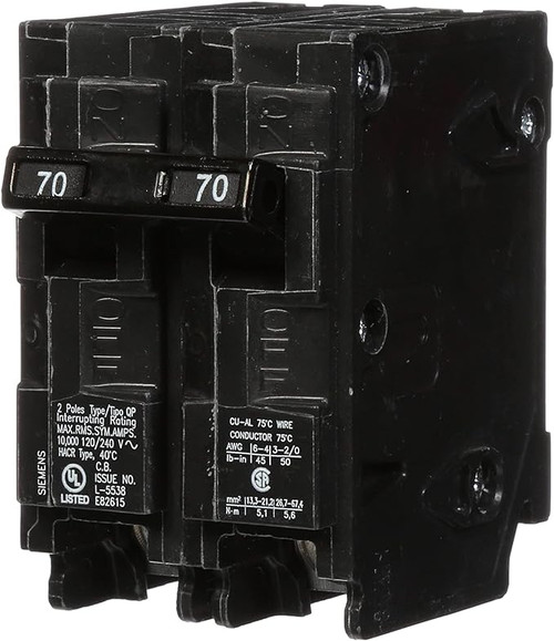 Siemens 70/70 AMP Tandem Single Pole Breaker Q270