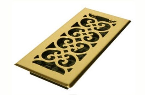 Decor Grates SPH410 Floor Register, 4x10, Polished Brass Finish