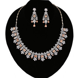 Indian Bridal Wedding Choker CZ Pearl 18K Gold Plated Necklace Jewelry Set 
