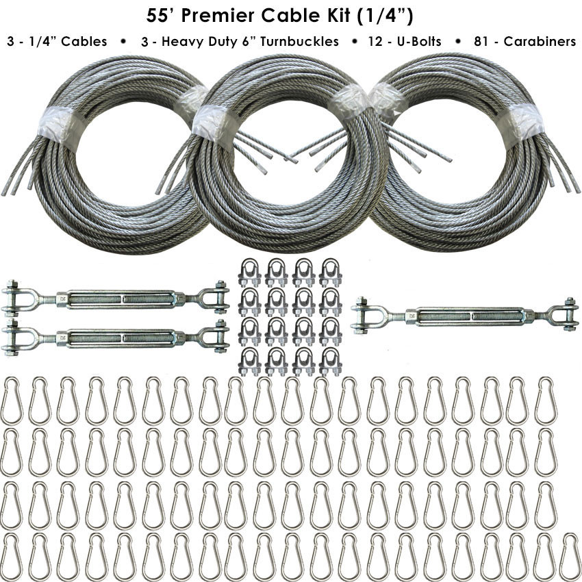Premier Batting Cage Cable Kits in 55' or 70'