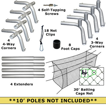 30x12x10 #24 Batting Cage Net and Frame Corners