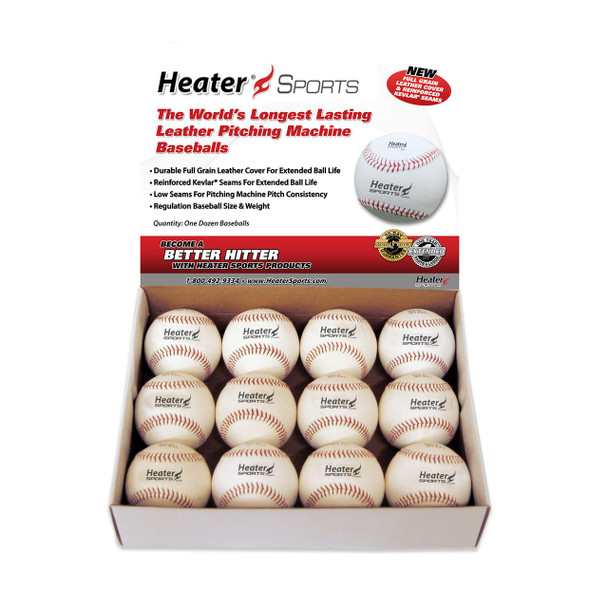 Bullseye Top Grain Leather Kevlar Seamed Pitching Machine Baseballs