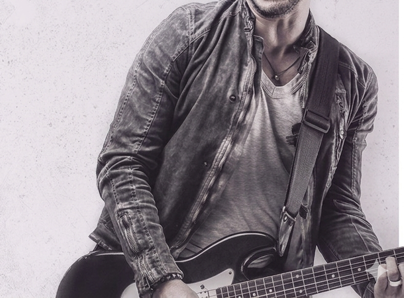 Professional musician with guitar