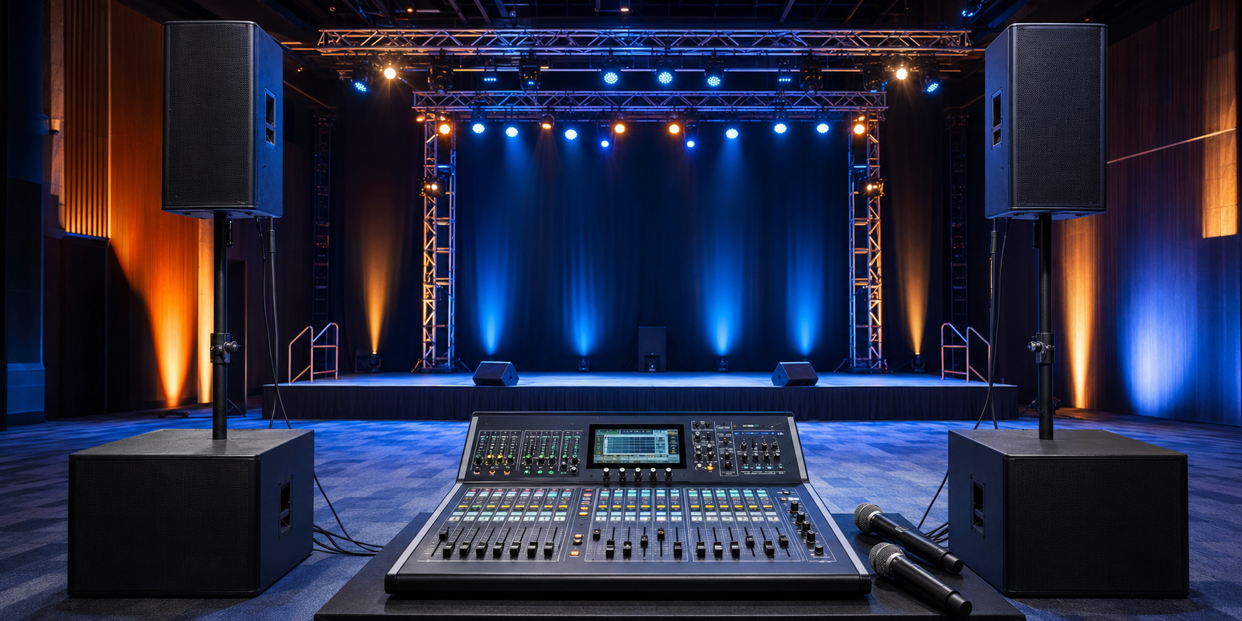 PA system equipment setup