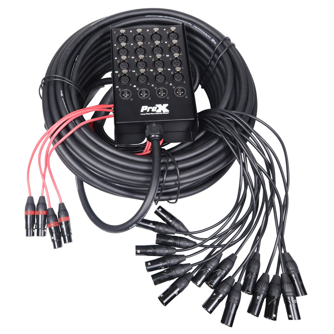 100 Ft. XLR Stage Recording Extension Box Snake 16 XLR-F Send Inputs 4 XLR-M Effects Return