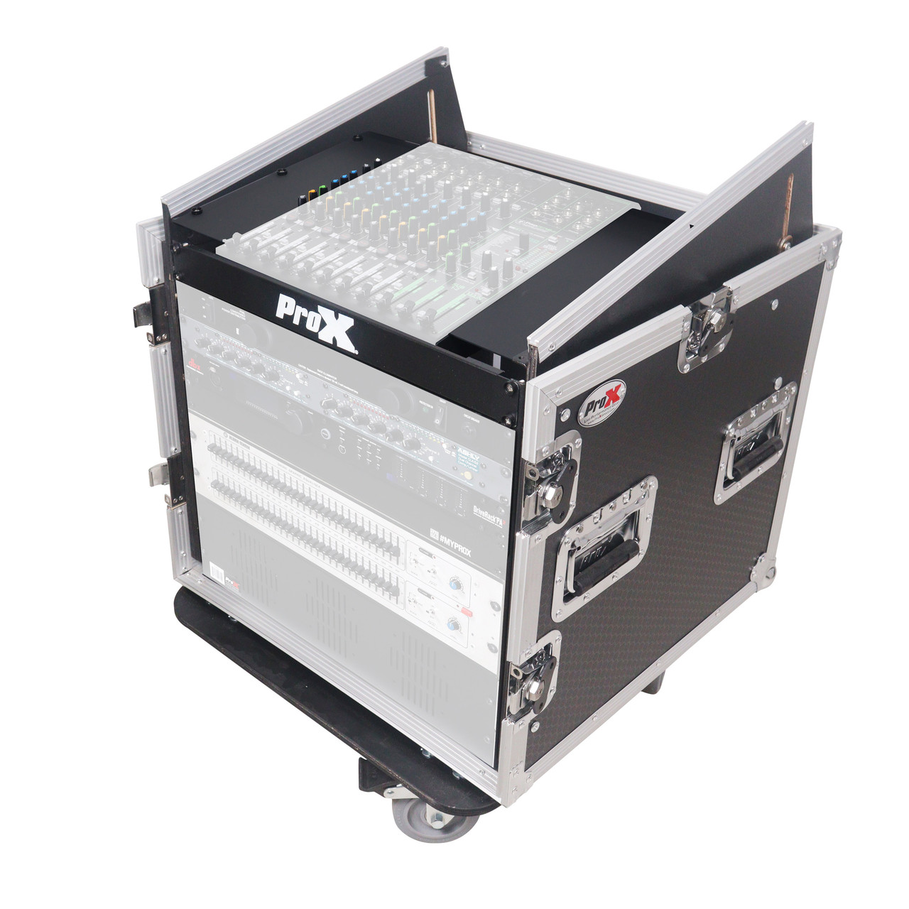 12U Vertical Rack Mount Flight Case with 10U Top for Mixer Combo Amp Rack with Caster Wheels thumbnail 1