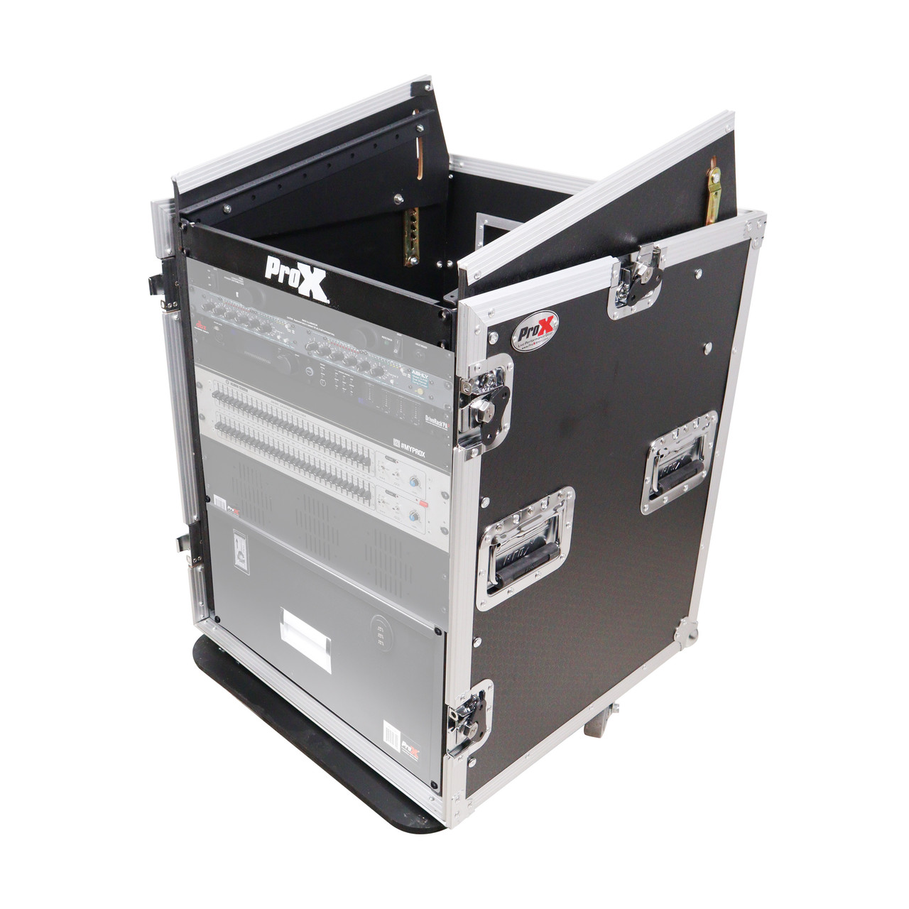 14U Vertical Rack Mount Flight Case with 10U Top for Mixer Combo Amp Rack with Caster Wheels thumbnail 1