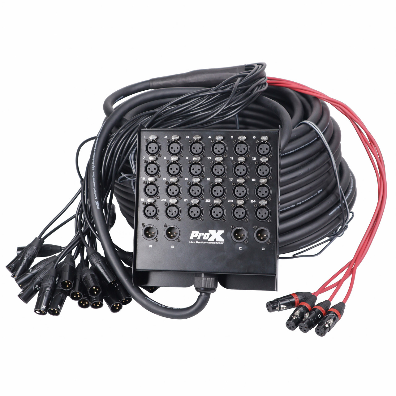 150 Ft. XLR Stage Recording Extension Box Snake 24 XLR-F Send Inputs 4 XLR-M Effects Return