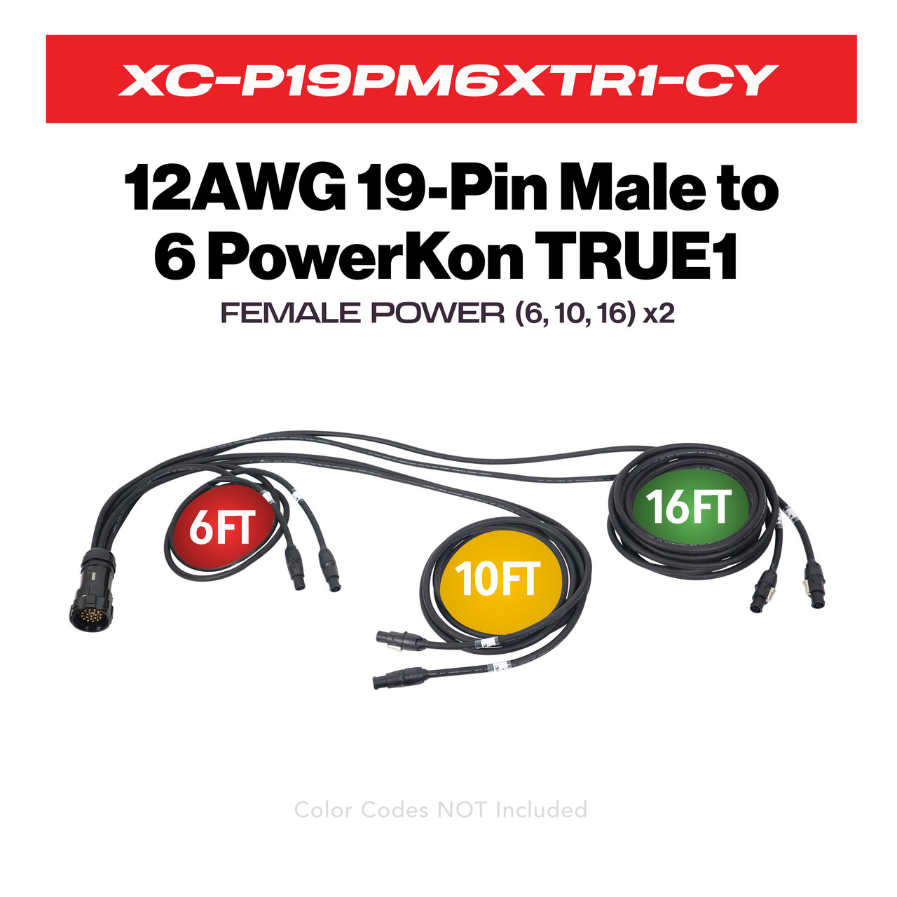 19-Pin Kupo WPS-5219LM to 6x Rean True1 2x 6ft 2x 10ft 2x 16ft SJOOW - 12AWG thumbnail 1