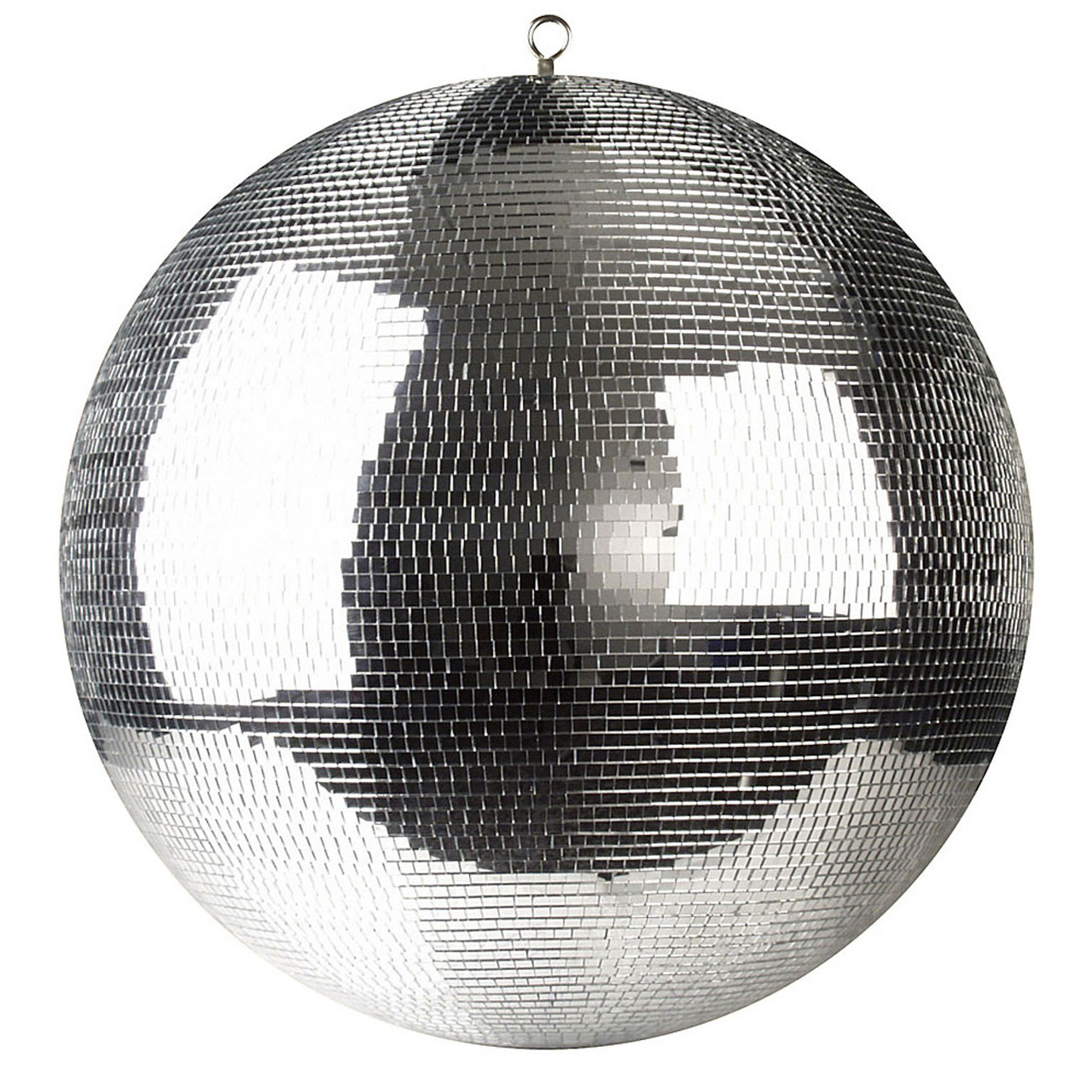 40" Mirror Disco Ball with 3/4" Glass Tiles | Bright Silver Reflective DJ Sphere with Hanging Ring thumbnail 1