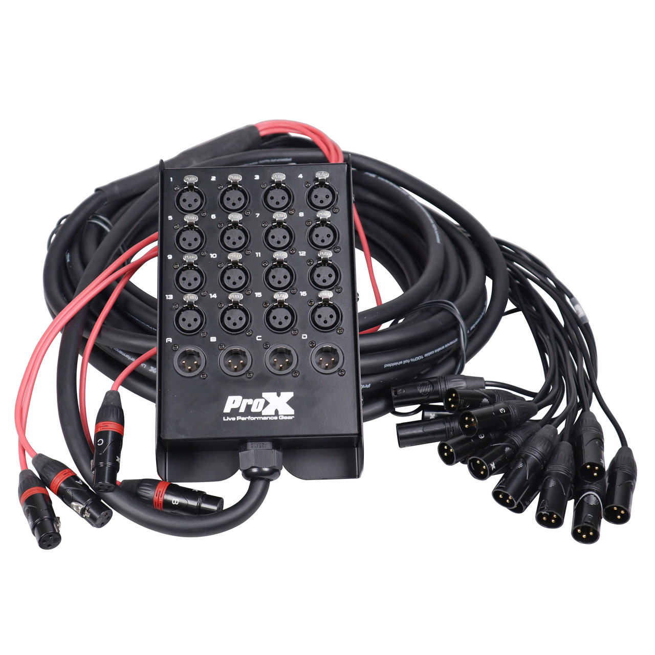 50 Ft. XLR Stage Recording Extension Box Snake 16 XLR-F Send Inputs 4 XLR-M Effects Return