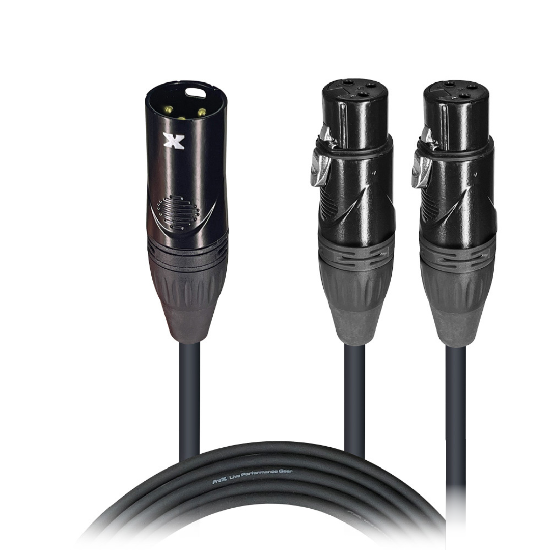 6 In. Balanced XLR-M to Dual XLR-F High Performance Audio Y Cable thumbnail 1