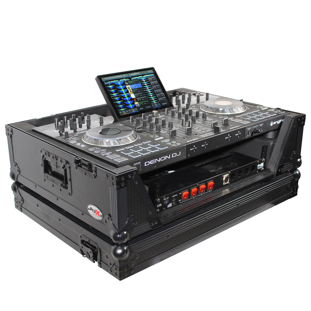 ATA Flight Case For Denon PRIME 4 DJ Controller with 2U Rack Space and Wheels - Black thumbnail 1