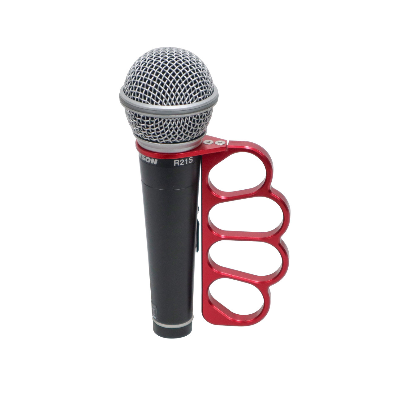 GRIPMATEBLUE GRIPMATE Hand-Gripped Slotted Microphone Knuckle Holder for Enhanced Performance RED thumbnail 1