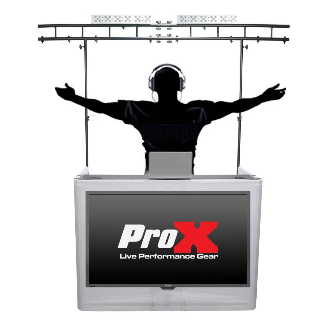 MESA MEDIA & MESA TRUSS PACKAGE Full DJ Workstation Includes Truss TV Bracket Mount White & Black Scrims and Carry Bag thumbnail 1