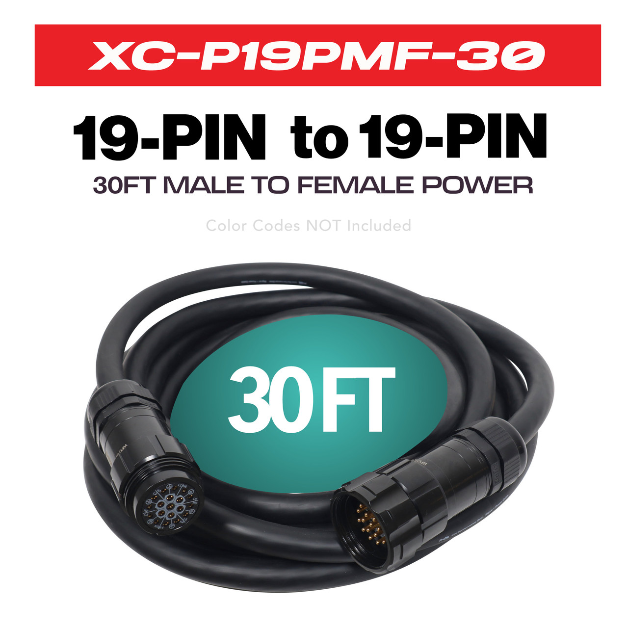 Power Distribution 30Ft 19 Pin Male to Female 12 AWG Extension Cable thumbnail 1