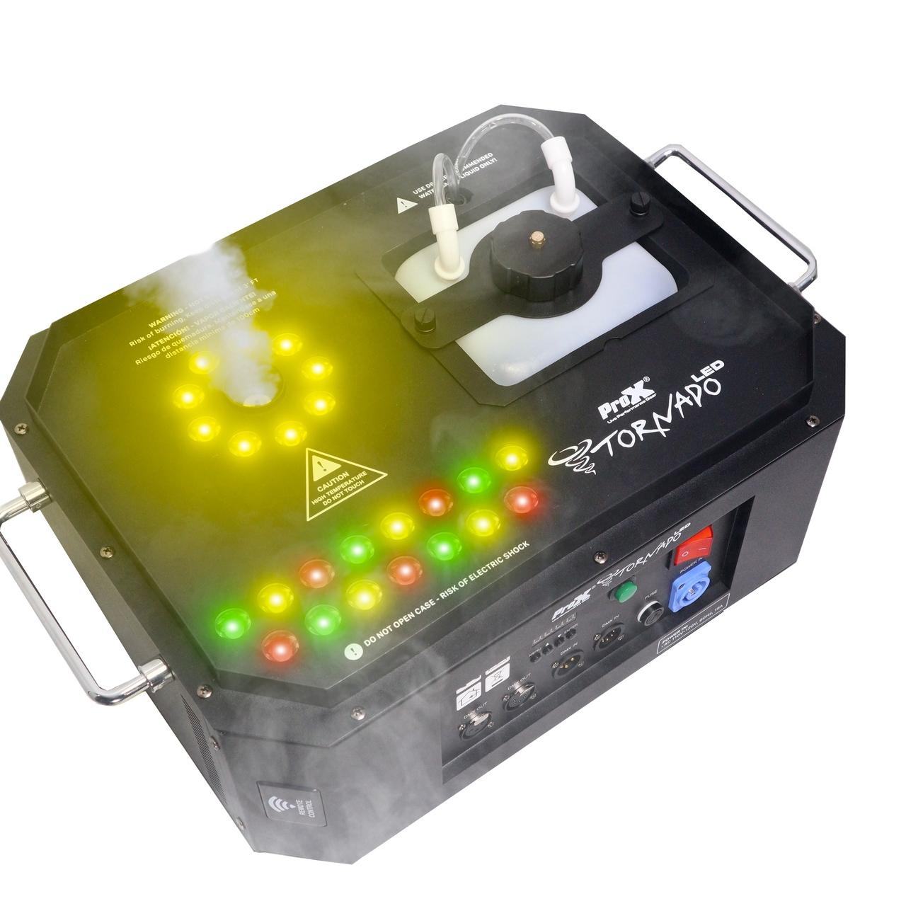 Professional Stage Portable Fog Machine Vertical Spray DJ Effects DMX RGBA LED Lighting System. thumbnail 1