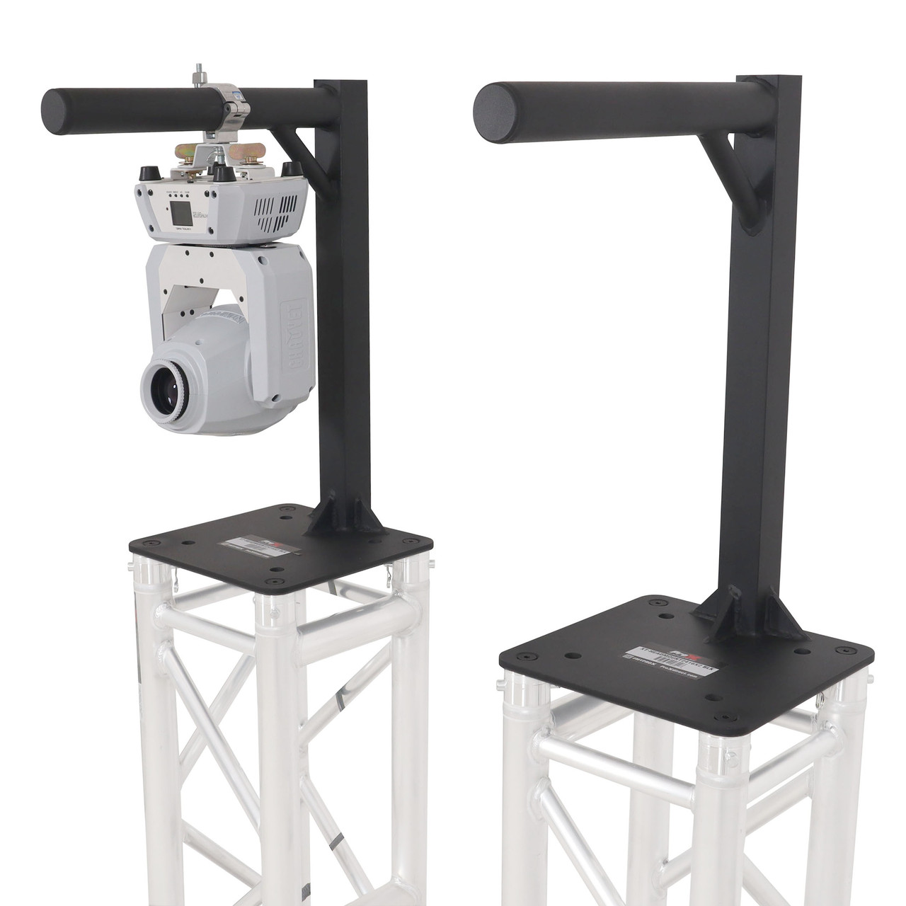 Set of 2 Inverted Lighting Mount Top Plates with 24"H and 16"L, 2" OD Arm in Black