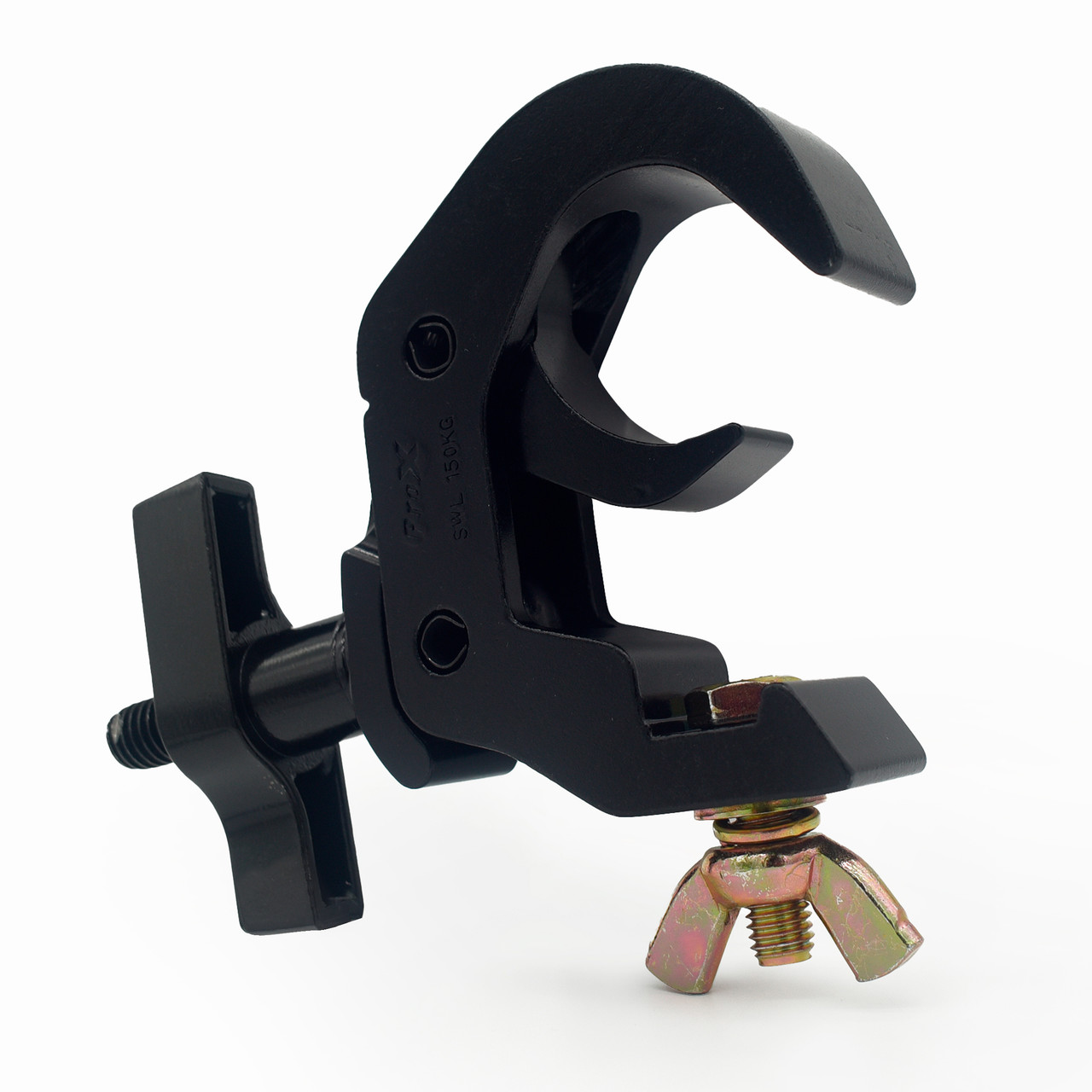 T-C12H-BLK Self-Locking M10 Clamp w/ Big Wing for 2" Truss Tube Capacity 330 lbs. — Aluminum