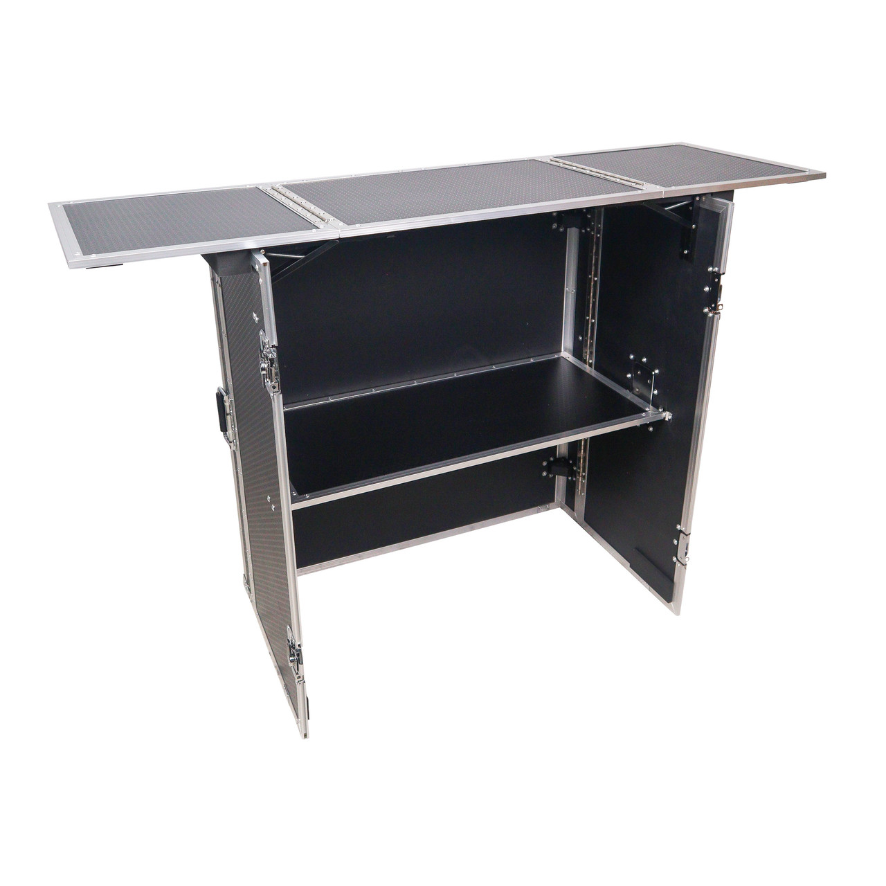 Transformer Flight Case Style Folding DJ Table and Workstation with Smooth Rolling Wheels thumbnail 1
