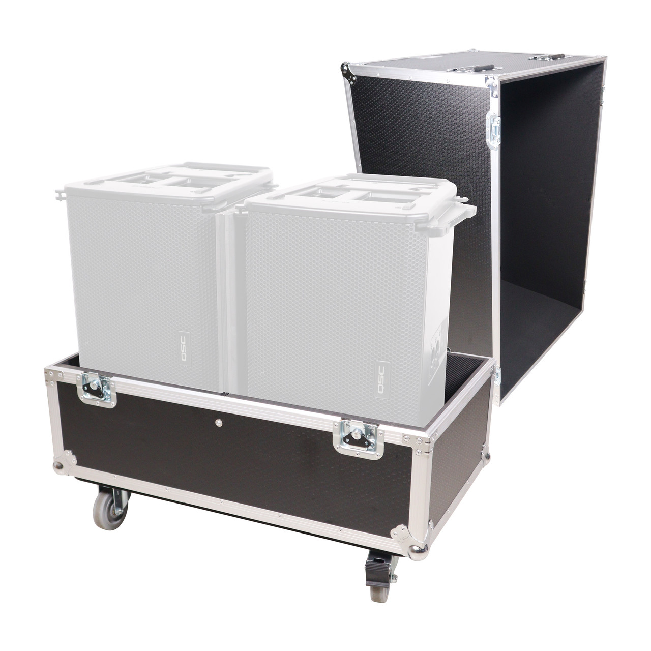 Universal Dual Speaker Flight Case Fits (2) QSC KLA12 LA112 EV ETX12P - 25x17x15 in. thumbnail 1