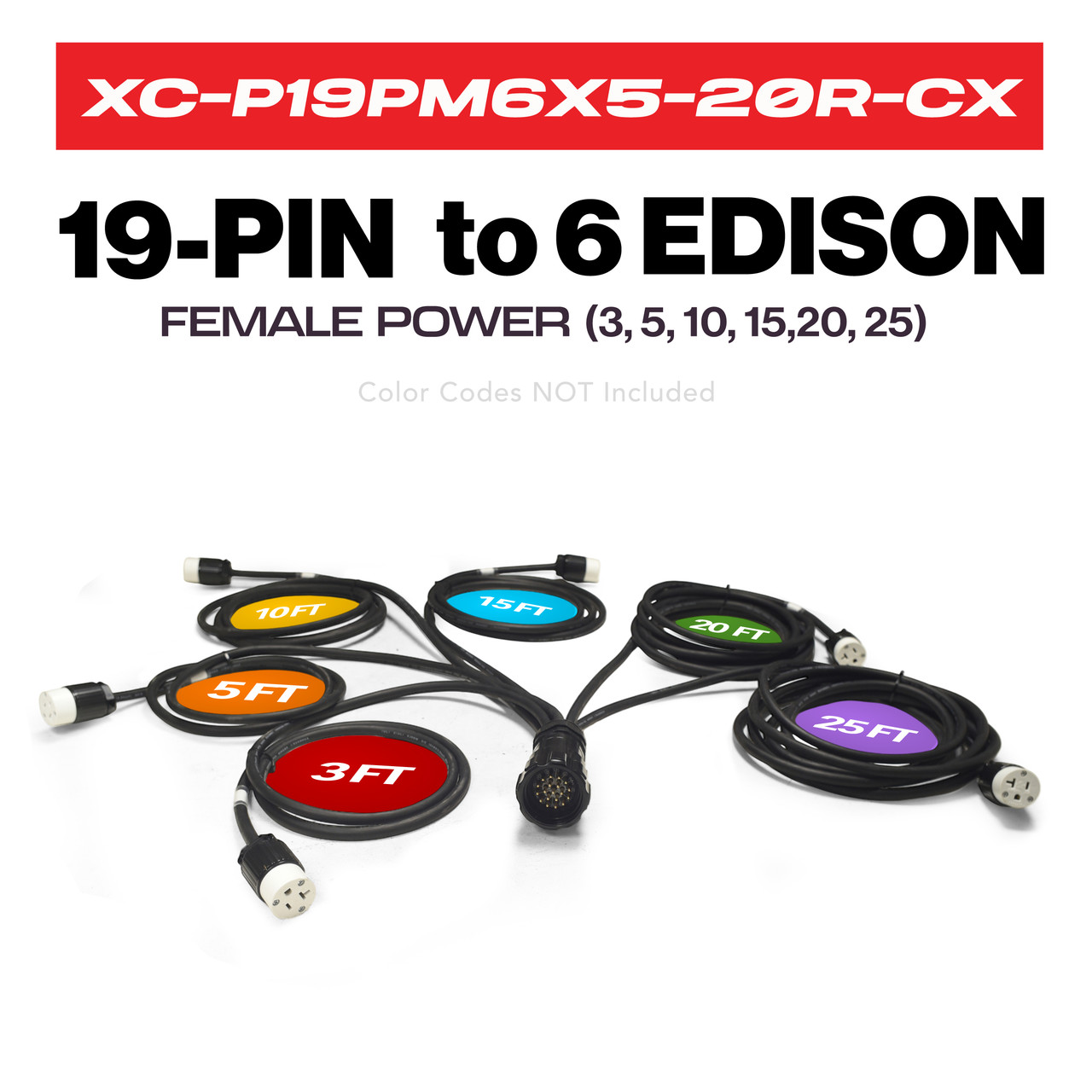 XC-P19PM6X5-20R-CXMAX 19PIN Break-Out Kupo WPS-5219LM to 6x Edison 5-20R 3, 5, 10, 15, 20, 25 ft SJOOW - 12AWG thumbnail 1